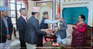 दोलखा भीमसेनको मूर्तिमा पसिना आएपछि, मन्दिरको महाप्रसाद राष्ट्रप्रमुखलाई बुझाइयो