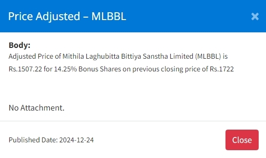 Screenshot 24 12 2024 155415 www.nepalstock.com .np https://bajarkochirfar.com/price-adjustment-in-four-companies-bonus-shares-at-what-price-will-trading-open-now | %tags