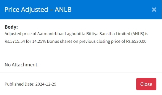 Screenshot 29 12 2024 172645 www.nepalstock.com .np https://bajarkochirfar.com/price-adjustments-of-7-companies-at-what-price-will-trading-open-now | %tags