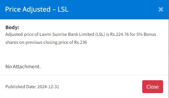 Screenshot 31 12 2024 155814 www.nepalstock.com .np https://bajarkochirfar.com/price-adjustment-for-bonus-shares-of-five-companies-at-what-price-will-trading-open-today | %tags
