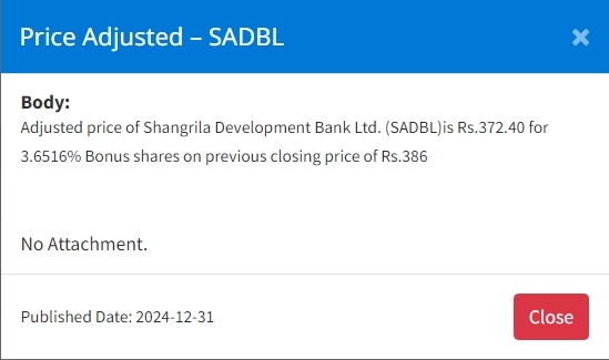 Screenshot 31 12 2024 155853 www.nepalstock.com .np https://bajarkochirfar.com/price-adjustment-for-bonus-shares-of-five-companies-at-what-price-will-trading-open-today | %tags