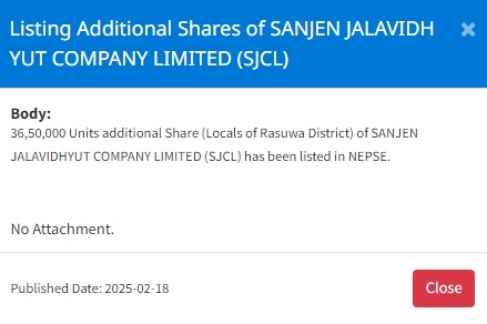 Screenshot 19 2 2025 115045 nepalstock.com https://bajarkochirfar.com/3-6-million-shares-of-a-hydropower-company-were-added-to-the-nepse-when-will-trading-begin | %tags