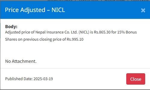 Screenshot 19 3 2025 155136 www.nepalstock.com https://bajarkochirfar.com/price-adjustment-in-nepal-insurances-bonus-shares-at-what-price-will-trading-now-open | %tags