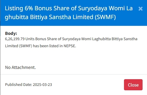 Screenshot 23 3 2025 15227 www.nepalstock.com https://bajarkochirfar.com/two-microfinance-companies-added-774000-more-bonus-shares-to-nepse-how-much-each | %tags