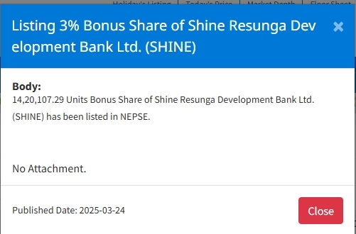 Screenshot 24 3 2025 155145 www.nepalstock.com https://bajarkochirfar.com/bonus-shares-of-two-companies-listed-on-nepse-when-can-they-be-traded | %tags