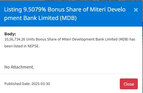 Screenshot 30 3 2025 155527 www.nepalstock.com https://bajarkochirfar.com/miteri-development-banks-bonus-shares-listed-on-nepse-when-can-they-be-traded | %tags