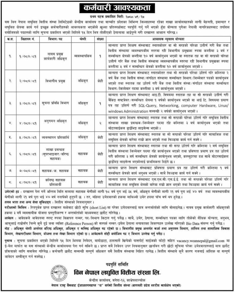 vacancy 768x955 1 https://bajarkochirfar.com/see-and-plus-two-passers-get-job-opportunities-at-win-nepal-microfinance-large-number-of-employees-sought | %tags