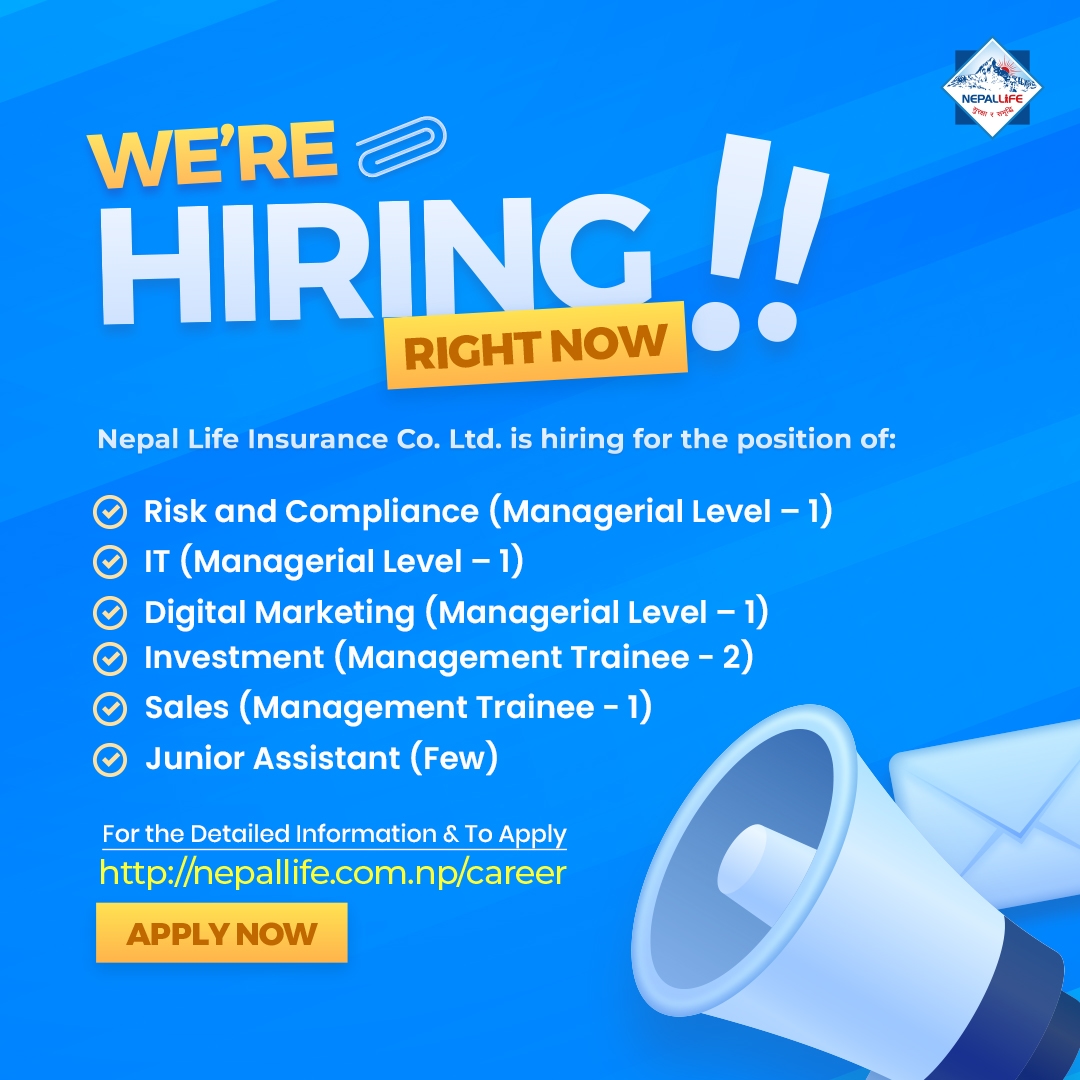 vacancy new 1 https://bajarkochirfar.com/nepal-life-insurance-seeks-large-number-of-employees | %tags