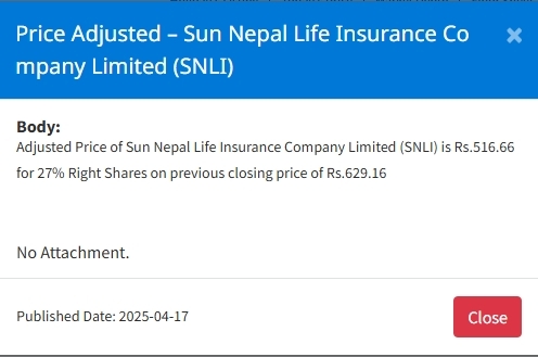 Screenshot 17 4 2025 16422 www.nepalstock.com https://bajarkochirfar.com/price-adjustment-in-bonus-shares-of-sun-nepal-life-insurance-at-what-price-will-trading-open-now | %tags