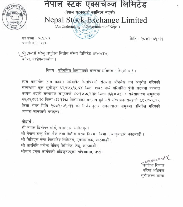 Screenshot 24 4 2025 171715 www.nepalstock.com https://bajarkochirfar.com/samata-domestic-microfinances-changed-share-structure-recorded-in-nepse-now-what-is-the-share-of-the-founders-and-the-general-public | %tags