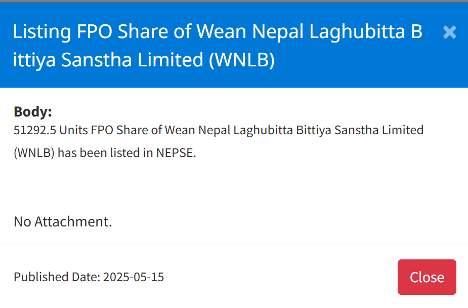 Screenshot 2025 05 15 154849 https://bajarkochirfar.com/wean-nepal-microfinances-fpo-listed-on-nepse-when-can-it-be-traded | %tags