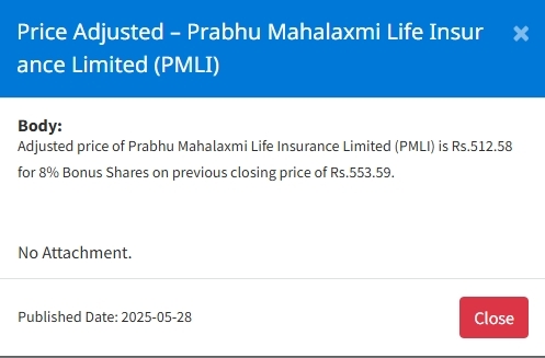Screenshot 28 5 2025 163354 www.nepalstock.com https://bajarkochirfar.com/price-adjustment-in-shares-of-two-insurance-companies-at-what-price-will-trading-open-now | %tags