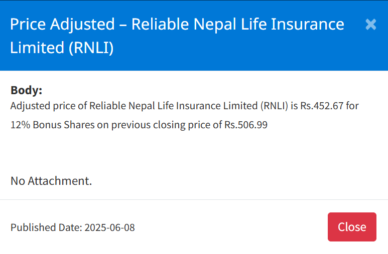 Screenshot 2025 06 08 155343 https://bajarkochirfar.com/price-adjustment-in-bonus-shares-of-reliable-nepal-life-insurance-at-what-price-will-trading-open-now | %tags