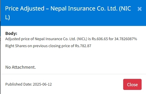 Screenshot 12 6 2025 163137 www.nepalstock.com https://bajarkochirfar.com/price-adjustment-in-nepal-insurances-right-shares-at-what-price-will-trading-open-now | %tags