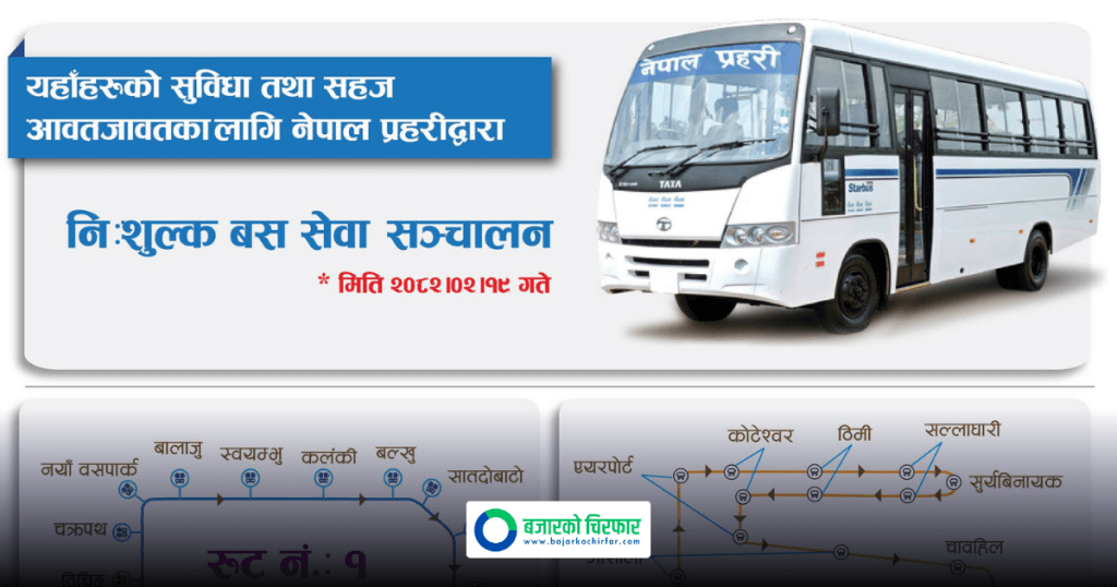 यातायात बन्दपछि नेपाल प्रहरीले सर्वसाधारणका लागि ल्यायो निःशुल्क बस सञ्चालनमा, कुन कुन रुटमा चल्छ ?