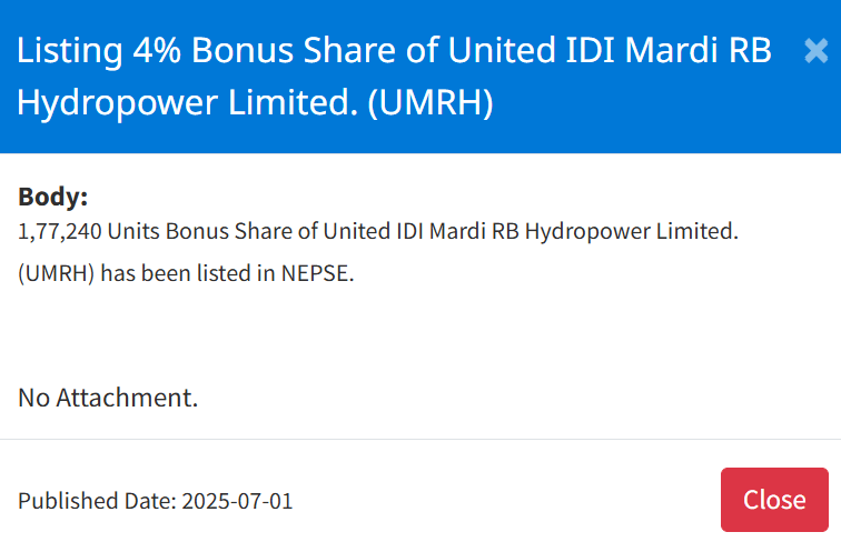 Screenshot 2025 07 01 151528 | नेप्सेमा एक हाइड्रोपावर कम्पनीको बोनस सेयर सूचीकृत, कहिलेबाट कारोबार गर्न मिल्ने ? | BAJARKO CHIRFAR https://bajarkochirfar.com/1-5-million-bonus-shares-of-an-insurance-company-listed-on-nepse-when-can-they-be-traded-2 Screenshot 2025 07 01 151528 https://bajarkochirfar.com/1-5-million-bonus-shares-of-an-insurance-company-listed-on-nepse-when-can-they-be-traded-2 | %tags