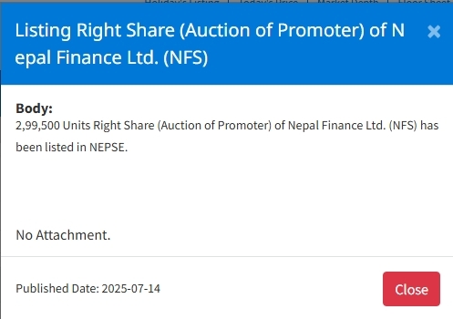 Screenshot 14 7 2025 162532 www.nepalstock.com | दुई कम्पनीको सेयर नेप्सेमा सूचीकृत, कहिले देखि कारोबार गर्न मिल्ने ? | BAJARKO CHIRFAR https://bajarkochirfar.com/shares-of-two-companies-listed-on-nepse-when-can-they-be-traded Screenshot 14 7 2025 162532 www.nepalstock.com https://bajarkochirfar.com/shares-of-two-companies-listed-on-nepse-when-can-they-be-traded | %tags