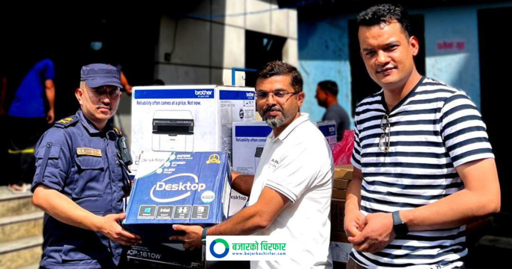 नासा सेक्युरिटिजले दरबारमार्ग प्रहरीलाई कम्प्युटर, प्रिन्टरलगायत सहयोग गर्यो