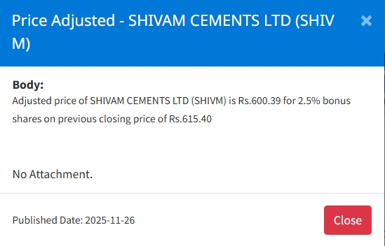 Screenshot 26 11 2025 155453 www.nepalstock.com | दुई कम्पनीको बोनस सेयरमा मूल्य समायोजन, अब कतिमा खुल्छ कारोबार ? | BAJARKO CHIRFAR https://bajarkochirfar.com/price-adjustment-in-bonus-shares-of-two-companies-at-what-price-will-trading-open-now Screenshot 26 11 2025 155453 www.nepalstock.com https://bajarkochirfar.com/price-adjustment-in-bonus-shares-of-two-companies-at-what-price-will-trading-open-now | %tags