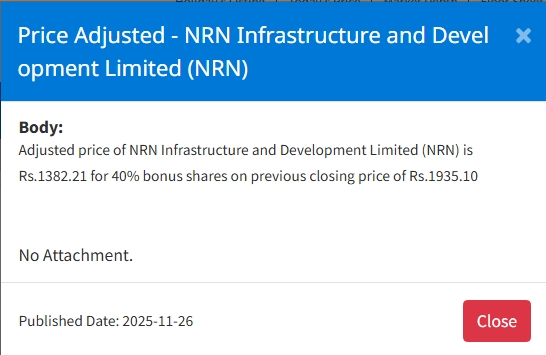 Screenshot 26 11 2025 15551 www.nepalstock.com | दुई कम्पनीको बोनस सेयरमा मूल्य समायोजन, अब कतिमा खुल्छ कारोबार ? | BAJARKO CHIRFAR https://bajarkochirfar.com/price-adjustment-in-bonus-shares-of-two-companies-at-what-price-will-trading-open-now Screenshot 26 11 2025 15551 www.nepalstock.com https://bajarkochirfar.com/price-adjustment-in-bonus-shares-of-two-companies-at-what-price-will-trading-open-now | %tags
