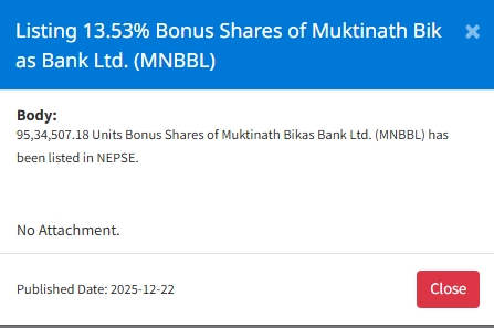 Screenshot 22 12 2025 121733 www.nepalstock.com https://bajarkochirfar.com/more-than-95034000-bonus-shares-of-a-bank-have-been-listed-on-the-nepse-when-can-they-be-traded | %tags