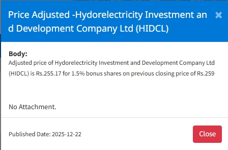 Screenshot 22 12 2025 16558 www.nepalstock.com https://bajarkochirfar.com/price-adjustment-in-hidcls-bonus-shares-at-what-price-will-trading-now-open | %tags