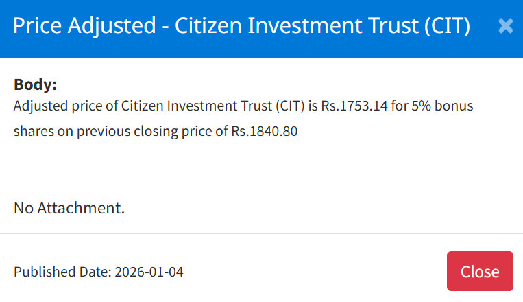 Screenshot 2026 01 04 160454 | नेप्सेमा ५ कम्पनीको बोनस सेयरमा मूल्य समायोजन, अब कतिमा खुल्छ कारोबार ? | BAJARKO CHIRFAR https://bajarkochirfar.com/price-adjustment-in-bonus-shares-of-5-companies-on-nepse-at-what-price-will-trading-now-open Screenshot 2026 01 04 160454 https://bajarkochirfar.com/price-adjustment-in-bonus-shares-of-5-companies-on-nepse-at-what-price-will-trading-now-open | %tags