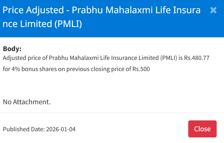 Screenshot 2026 01 04 161138 | नेप्सेमा ५ कम्पनीको बोनस सेयरमा मूल्य समायोजन, अब कतिमा खुल्छ कारोबार ? | BAJARKO CHIRFAR https://bajarkochirfar.com/price-adjustment-in-bonus-shares-of-5-companies-on-nepse-at-what-price-will-trading-now-open Screenshot 2026 01 04 161138 https://bajarkochirfar.com/price-adjustment-in-bonus-shares-of-5-companies-on-nepse-at-what-price-will-trading-now-open | %tags