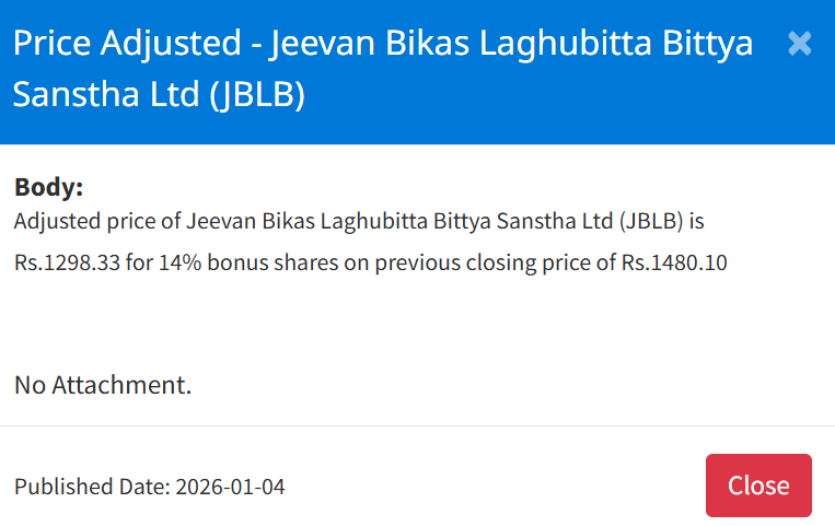 Screenshot 2026 01 04 161530 | नेप्सेमा ५ कम्पनीको बोनस सेयरमा मूल्य समायोजन, अब कतिमा खुल्छ कारोबार ? | BAJARKO CHIRFAR https://bajarkochirfar.com/price-adjustment-in-bonus-shares-of-5-companies-on-nepse-at-what-price-will-trading-now-open Screenshot 2026 01 04 161530 https://bajarkochirfar.com/price-adjustment-in-bonus-shares-of-5-companies-on-nepse-at-what-price-will-trading-now-open | %tags