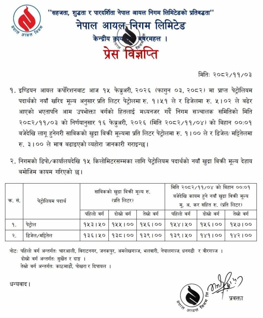 noc notice | पेट्रोल र डिजेलको मूल्य बढ्यो, लिटरको कति पुग्यो ? | BAJARKO CHIRFAR https://bajarkochirfar.com/the-price-of-petrol-and-diesel-has-increased-how-much-is-it-per-liter-2 noc notice https://bajarkochirfar.com/the-price-of-petrol-and-diesel-has-increased-how-much-is-it-per-liter-2 | %tags