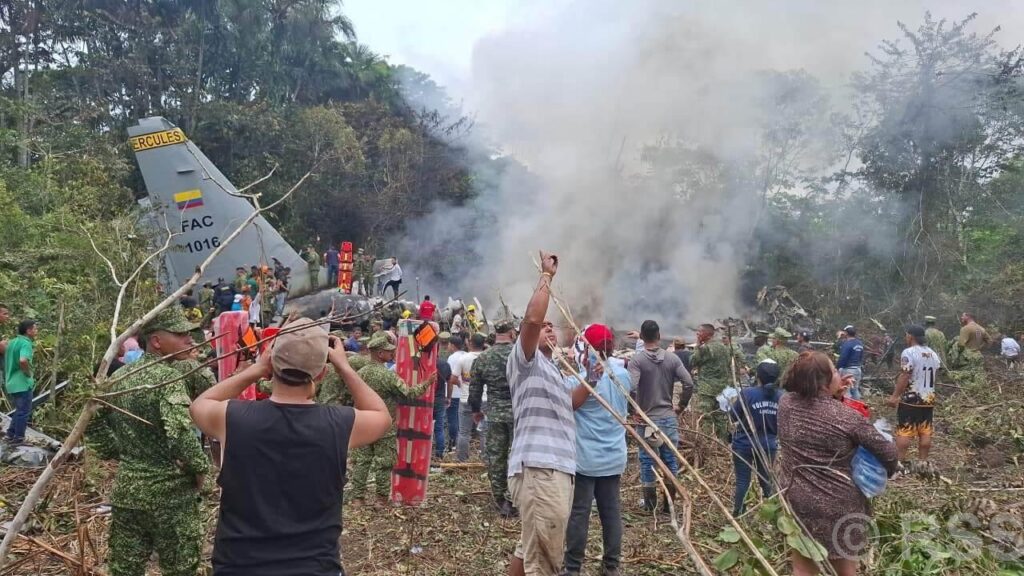 कोलम्बियामा १ सय २८ जना चढेको सैन्य विमान दुर्घटना
