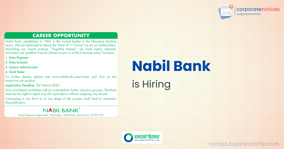 Feature nabil bank 1773660371934 https://bajarkochirfar.com/private-job/nabil-bank-announces-job-vacancies-for-multiple-roles/ | %tags