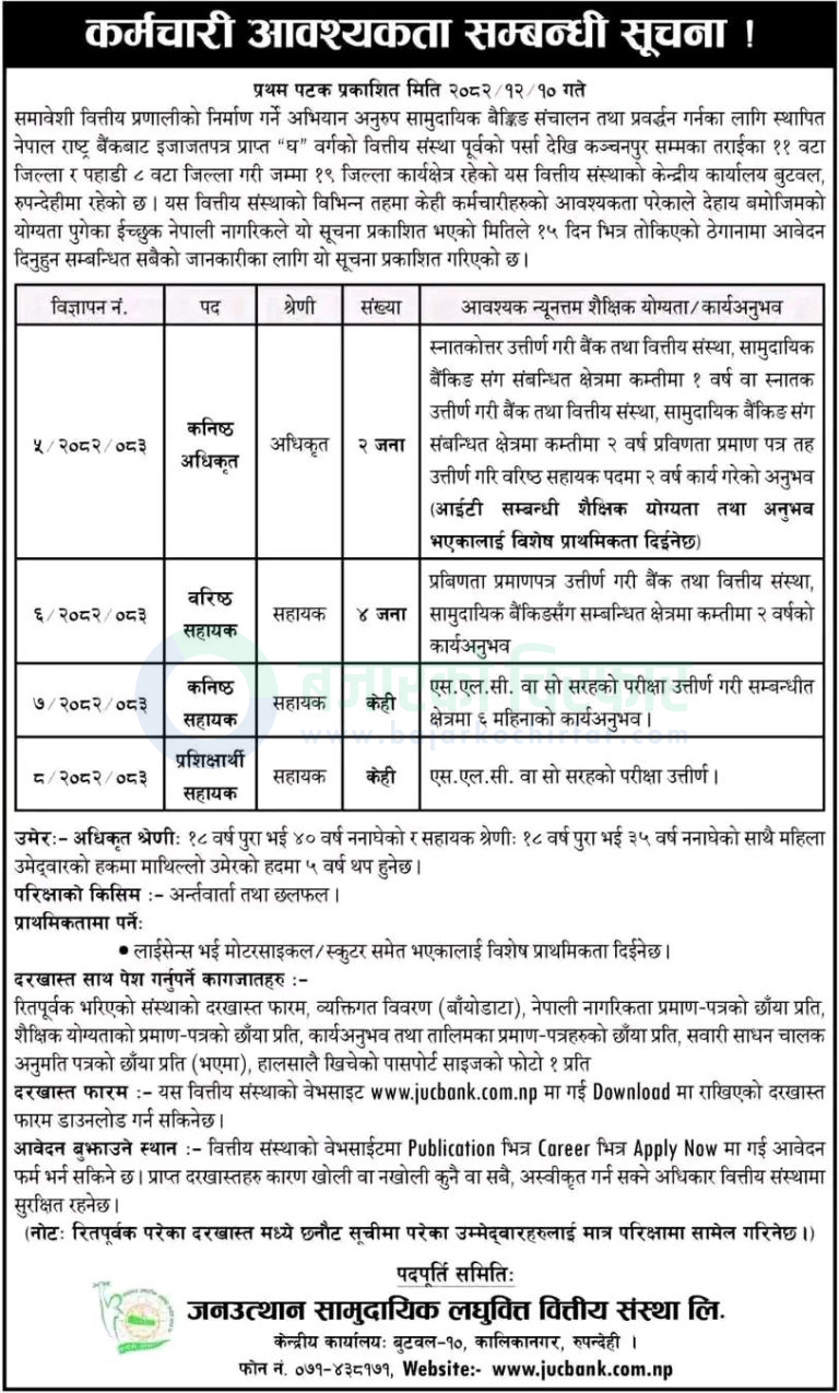 janautthan samudayic laghubitta bittiya sanstha ltd https://bajarkochirfar.com/private-job/janautthan-samudayic-laghubitta-announces-vacancies-for-various-positions/ | %tags