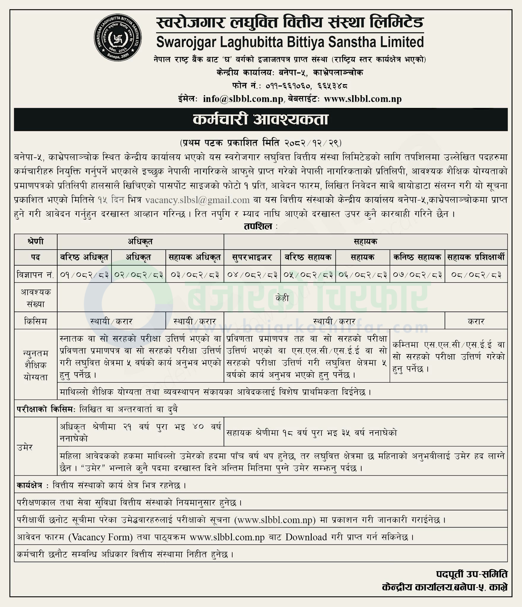 download 8 https://bajarkochirfar.com/private-job/swarojgar-laghubitta-bittiya-sanstha-limited-announces-vacancies-for-various-positions/ | %tags