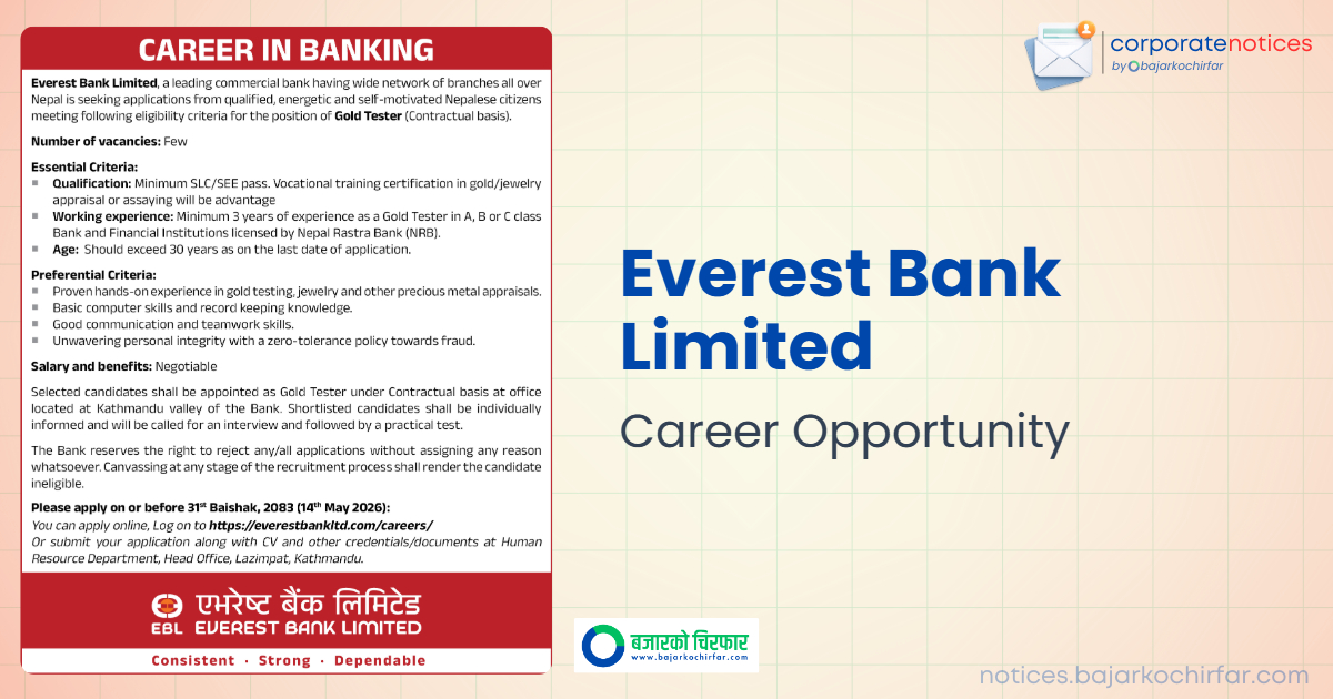 everest bank limited feature https://bajarkochirfar.com/private-job/everest-bank-opens-job-openings-for-slc-passers/ | %tags