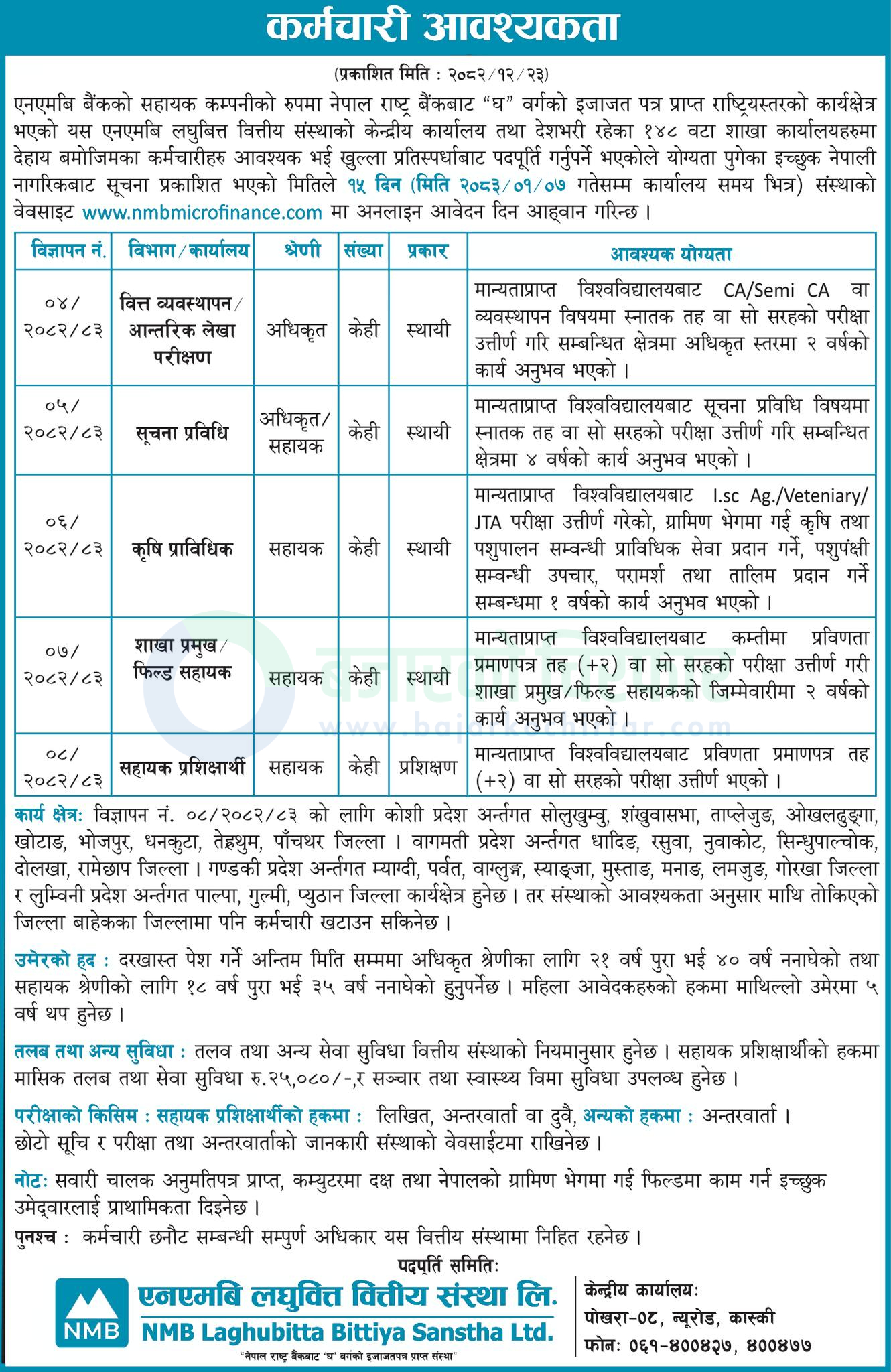 nmb laghubitta bittiya sanstha ltd https://bajarkochirfar.com/private-job/nmb-laghubitta-bittiya-sanstha-announces-vacancies-for-various-positions/ | %tags