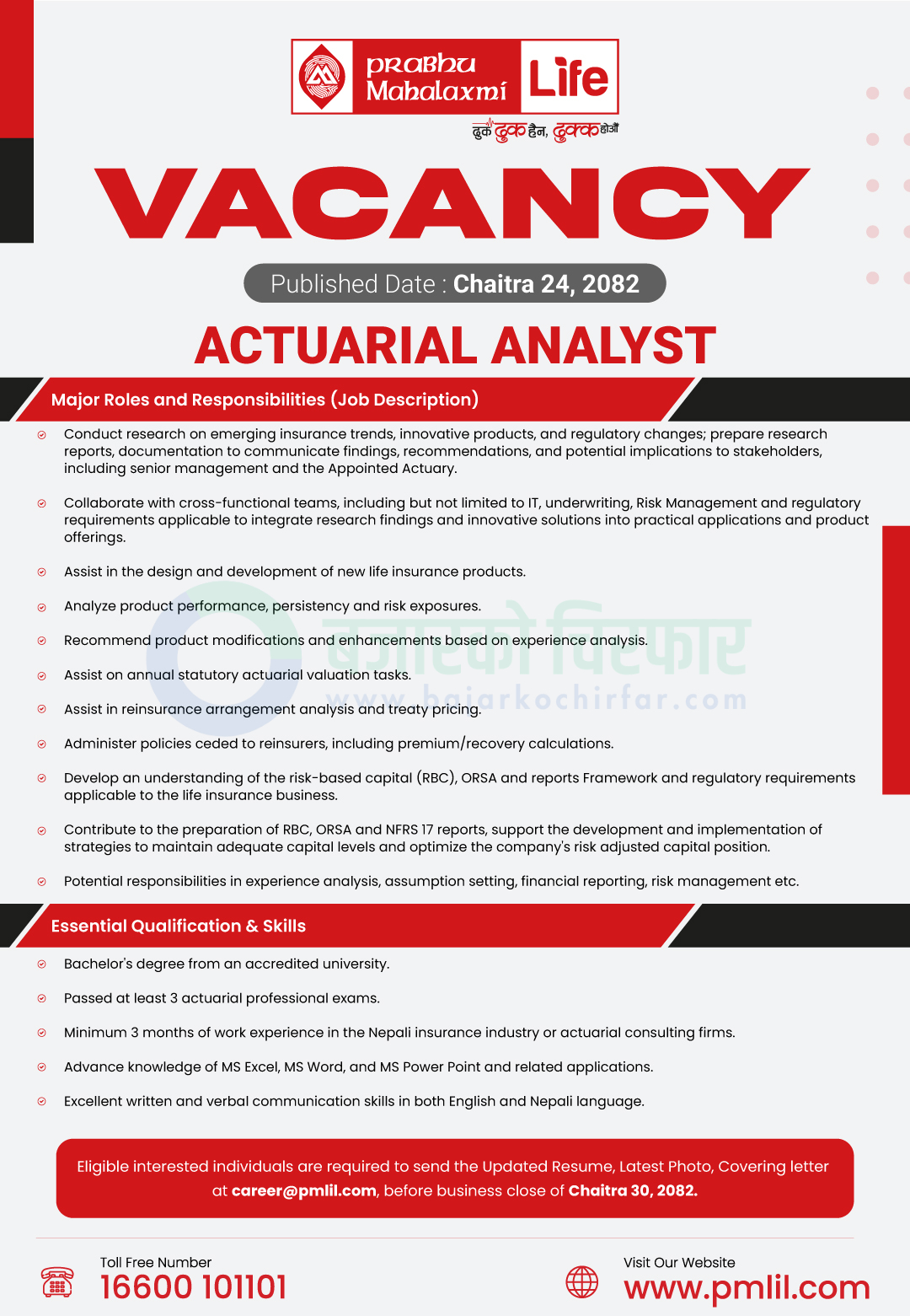 https://bajarkochirfar.com/private-job/prabhu-mahalaxmi-life-insurance-vacancy-announcement-for-actuarial-analyst/ | %tags