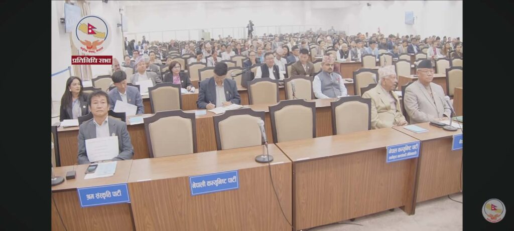 संसद्मा प्लेकार्डसहित श्रम संस्कृति पार्टीको विरोध, सभामुखले दिए मर्यादामा रहन निर्देशन