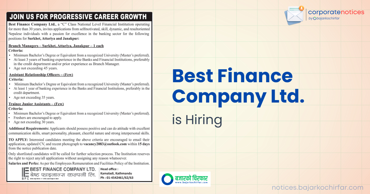 best finance company ltd feature 1 https://bajarkochirfar.com/private-job/best-finance-company-ltd-announces-vacancies-for-multiple-positions/ | %tags