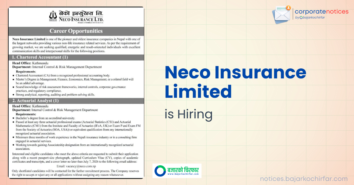 neco insurance limited feature https://bajarkochirfar.com/private-job/neco-insurance-ltd-career-opportunities-for-chartered-accountant-and-actuarial-analyst/ | %tags