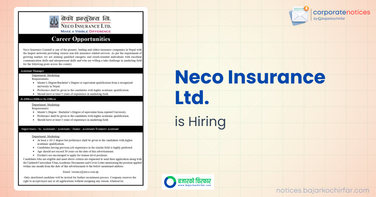 neco insurance ltd feature https://bajarkochirfar.com/private-job/job-openings-at-neco-insurance-for-2-passers/ | %tags