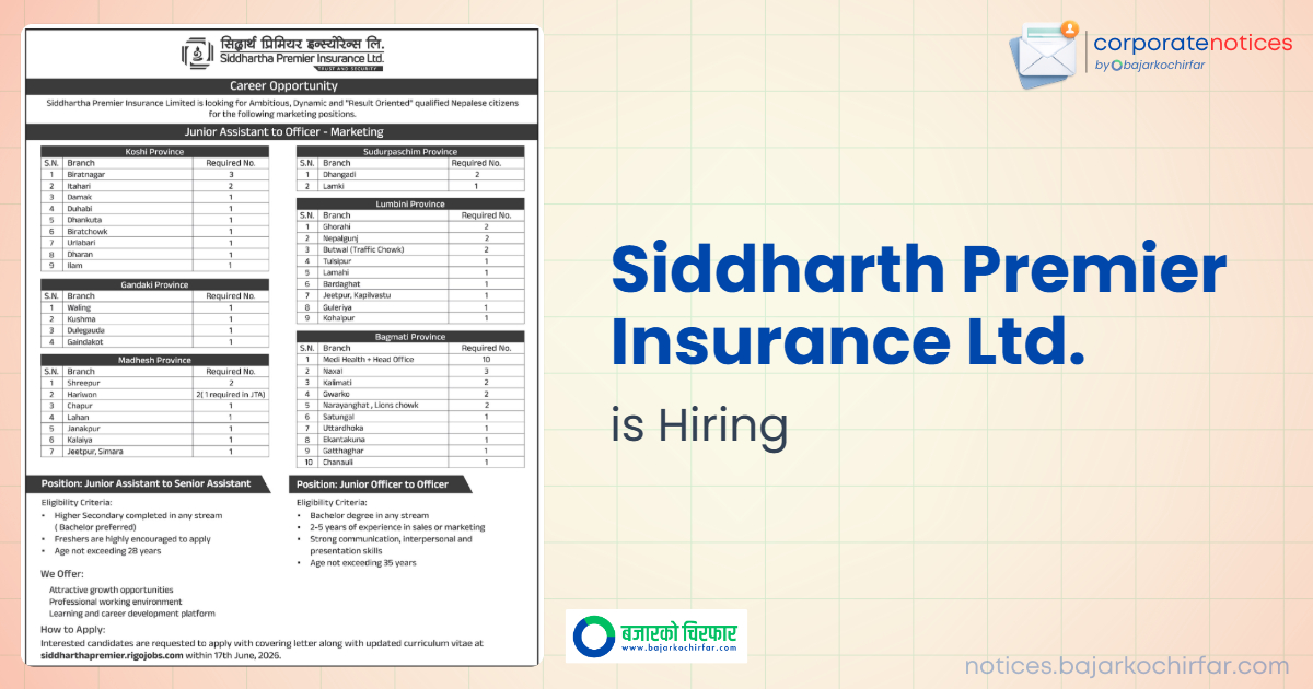 siddharth premier insurance ltd feature https://bajarkochirfar.com/private-job/siddhartha-premier-insurance-is-seeking-employees-for-positions-ranging-from-junior-assistant-to-officer/ | %tags