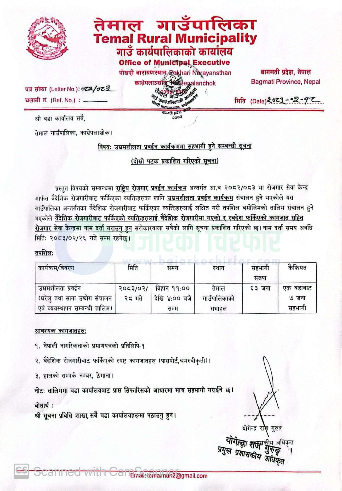 temal rural municipality https://bajarkochirfar.com/government-scheme/temal-rural-municipality-invites-applications-for-entrepreneurship-training-for-returnee-migrant-workers/ | %tags