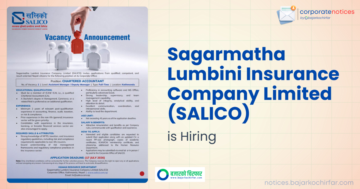 feature 1783507313848 https://bajarkochirfar.com/private-job/sagarmatha-lumbini-insurance-company-announces-vacancy-for-chartered-accountant/ | %tags
