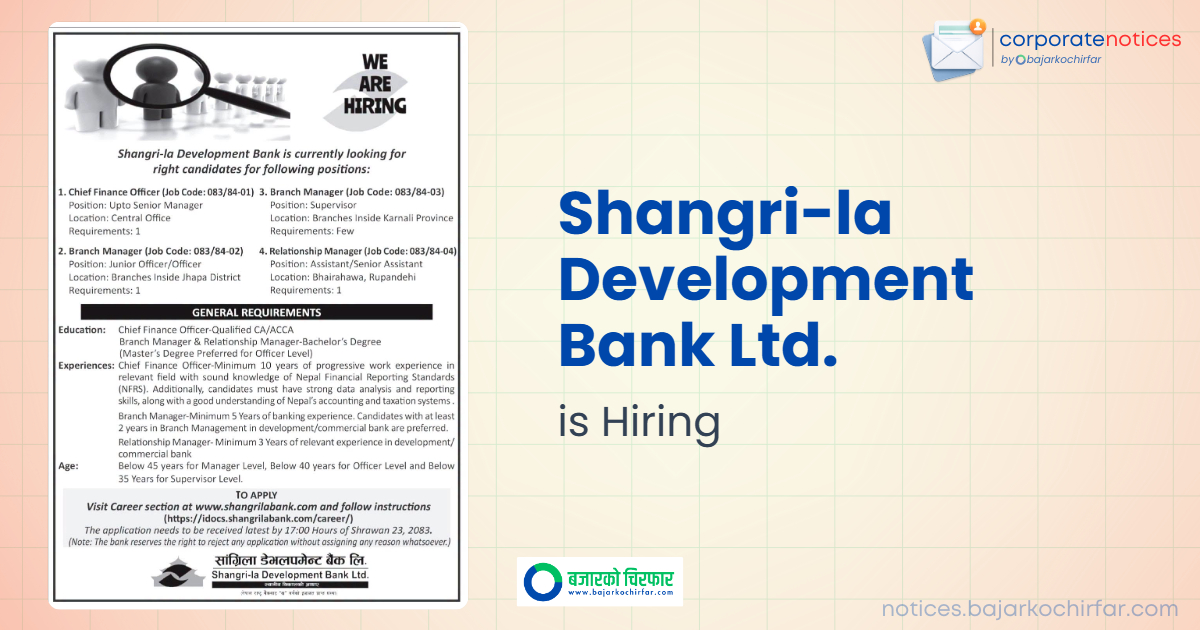 feature 1785047511931 https://bajarkochirfar.com/private-job/shangri-la-development-bank-announces-vacancies-for-chief-finance-officer-and-branch-managers/ | %tags