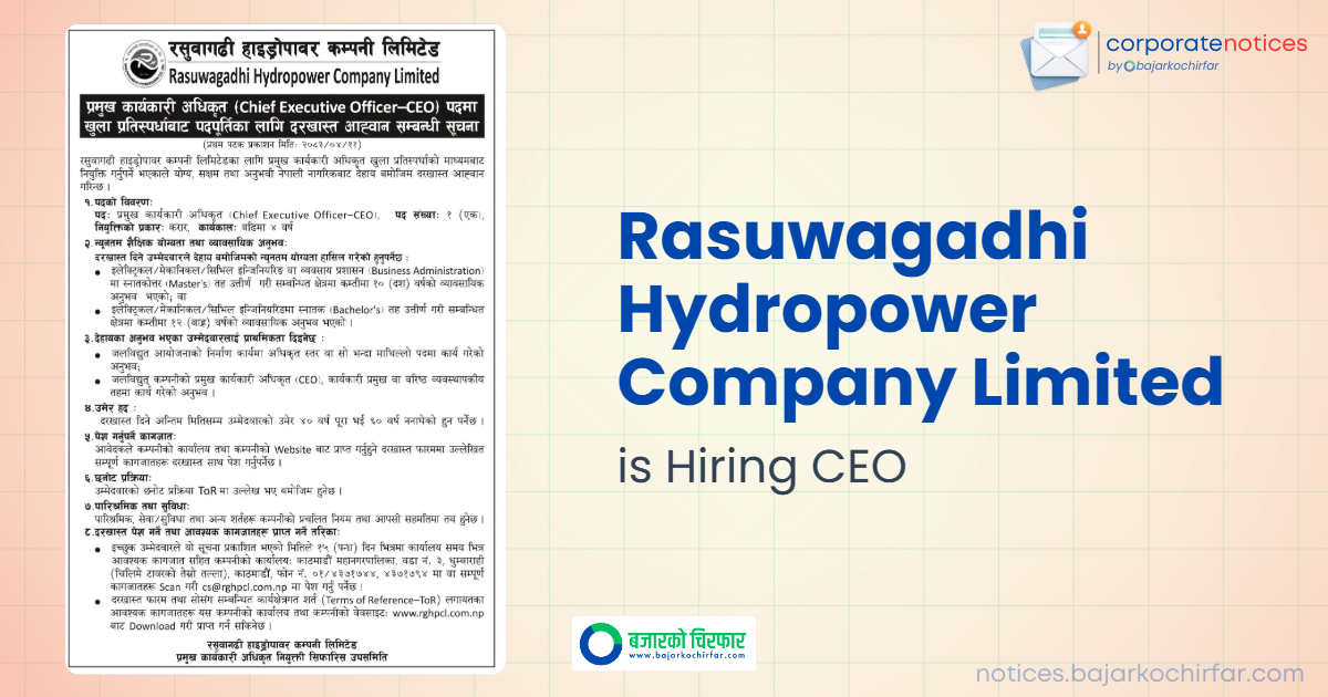 feature 1785137544090 https://bajarkochirfar.com/private-job/rasuwagadhi-hydropower-company-limited-invites-applications-for-chief-executive-officer-ceo/ | %tags