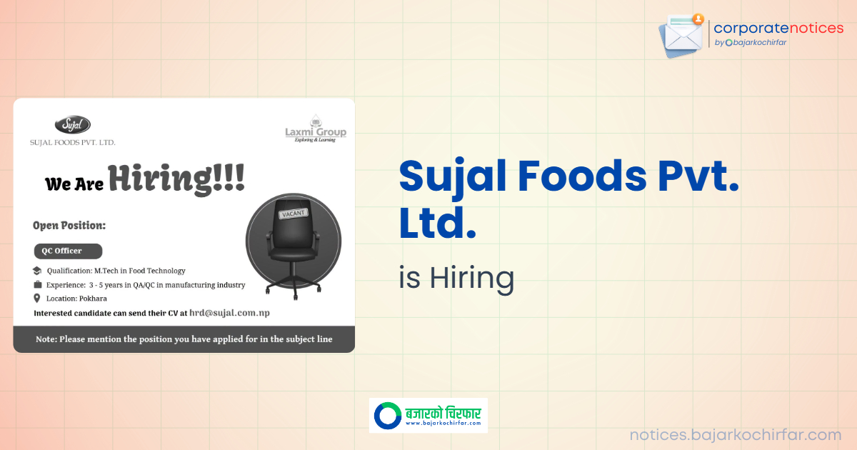 feature 1785138155575 https://bajarkochirfar.com/private-job/sujal-foods-pvt-ltd-announces-vacancy-for-qc-officer-in-pokhara/ | %tags