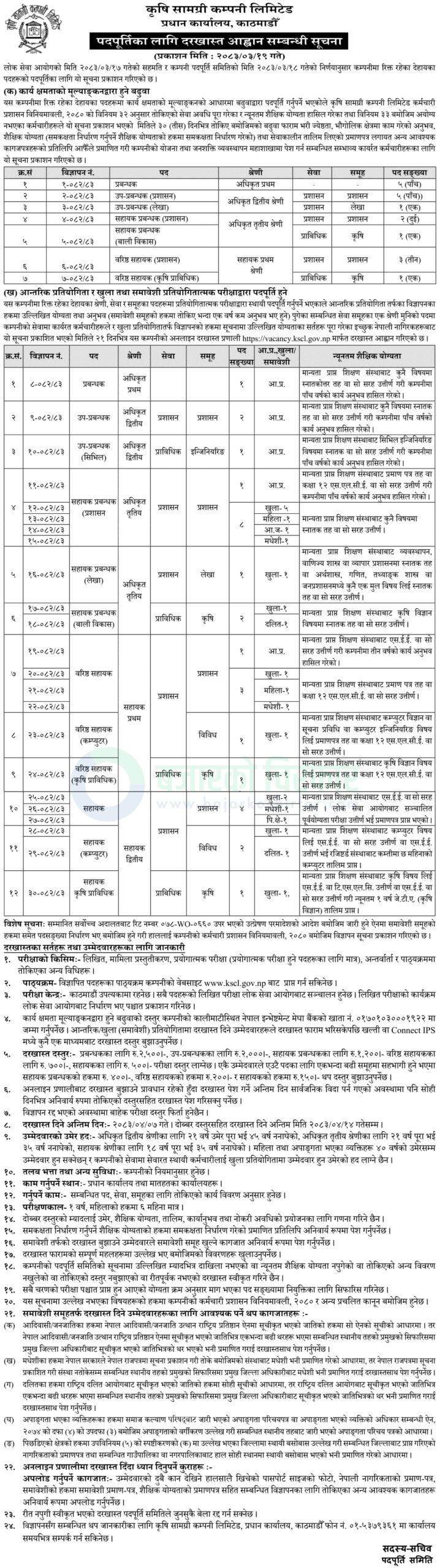 krishi samagri company limited scaled https://bajarkochirfar.com/government-job/krishi-samagri-company-limited-opens-vacancy-for-multiple-positions/ | %tags