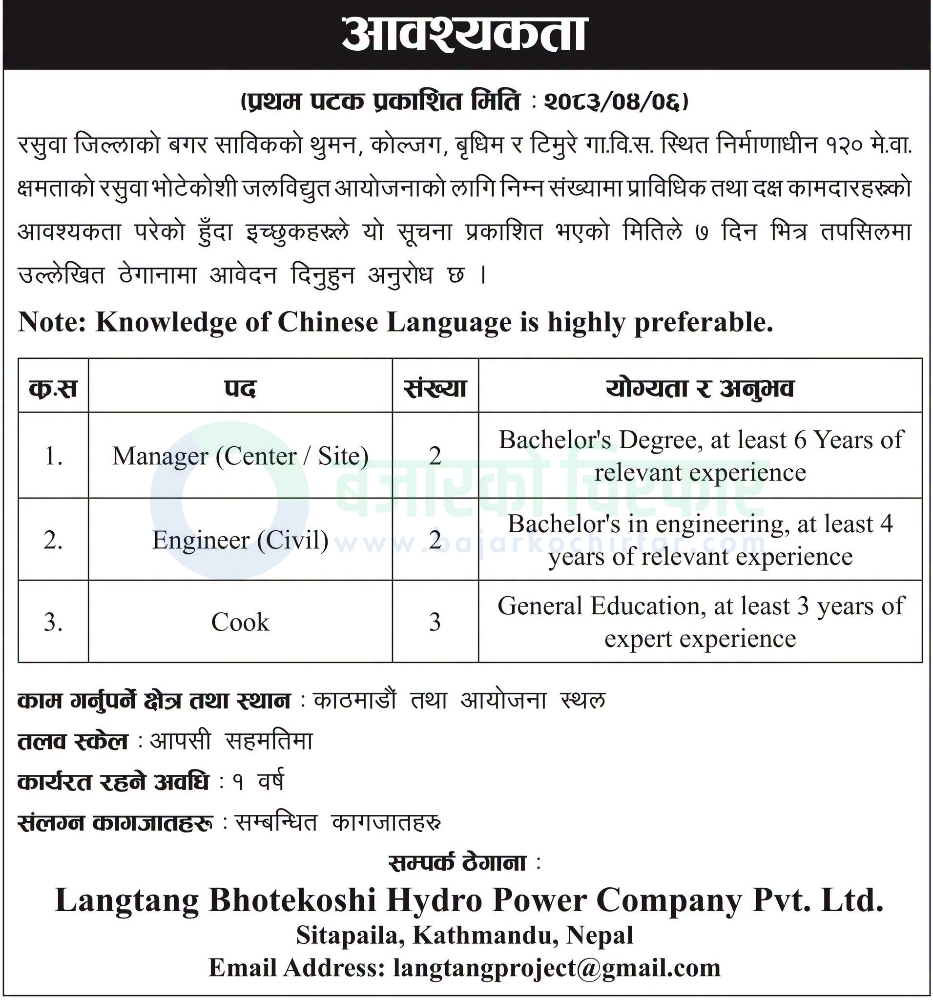 langtang bhotekoshi hydro power company pvt ltd https://bajarkochirfar.com/private-job/langtang-bhotekoshi-hydro-power-company-announces-vacancies-for-manager-engineer-and-cook/ | %tags