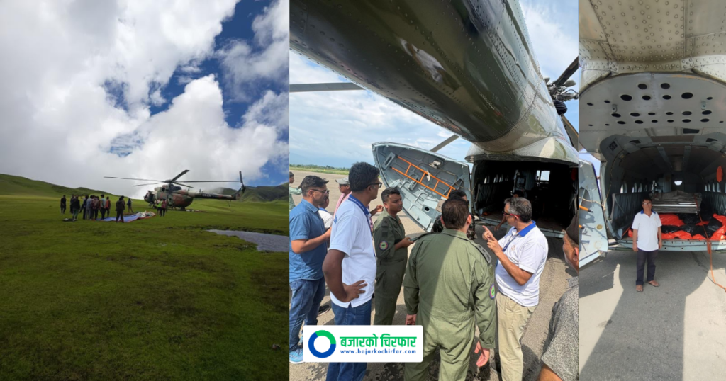 बडीमालिकामा टेलिफोन र इन्टरनेट पुर्याउन हेलिकप्टरबाट उपकरण ढुवानी, ५ दिनभित्र ४जी सञ्चालन गर्ने तयारी